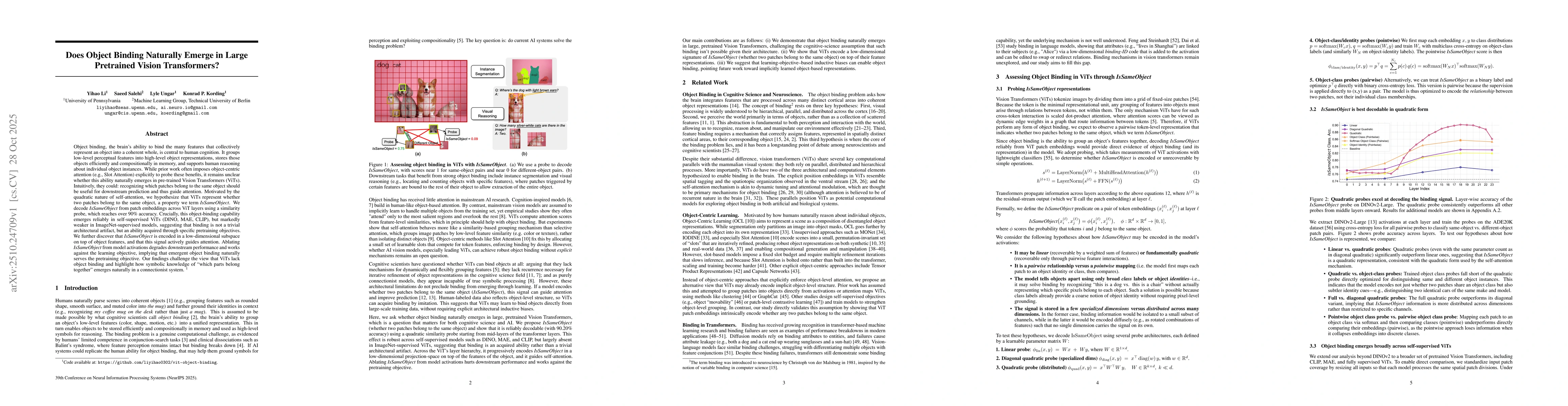 Thumbnail for Does Object Binding Naturally Emerge in Large Pretrained Vision
  Transformers?