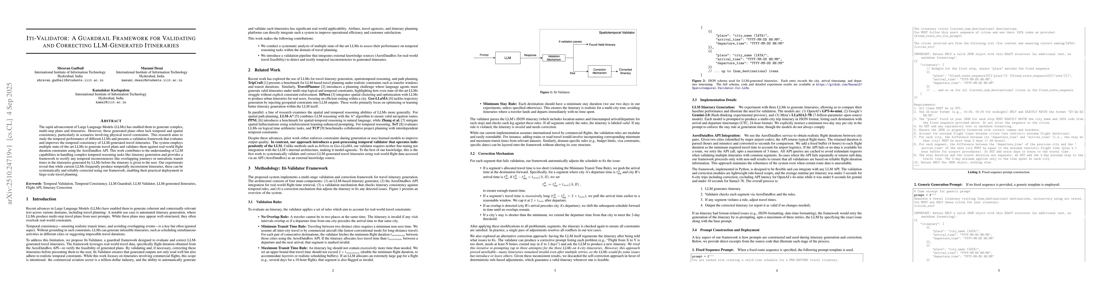Thumbnail for Iti-Validator: A Guardrail Framework for Validating and Correcting
  LLM-Generated Itineraries