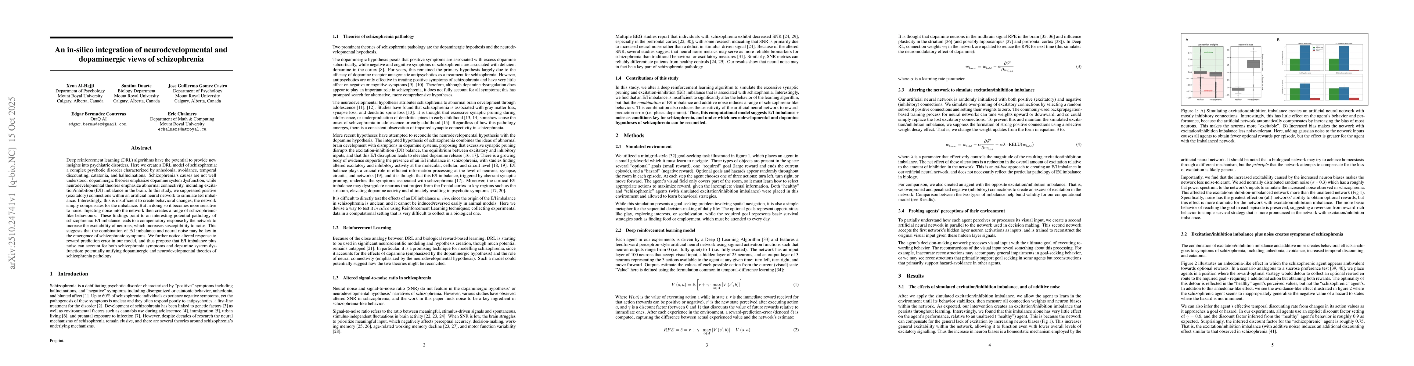Thumbnail for An in-silico integration of neurodevelopmental and dopaminergic views of
  schizophrenia