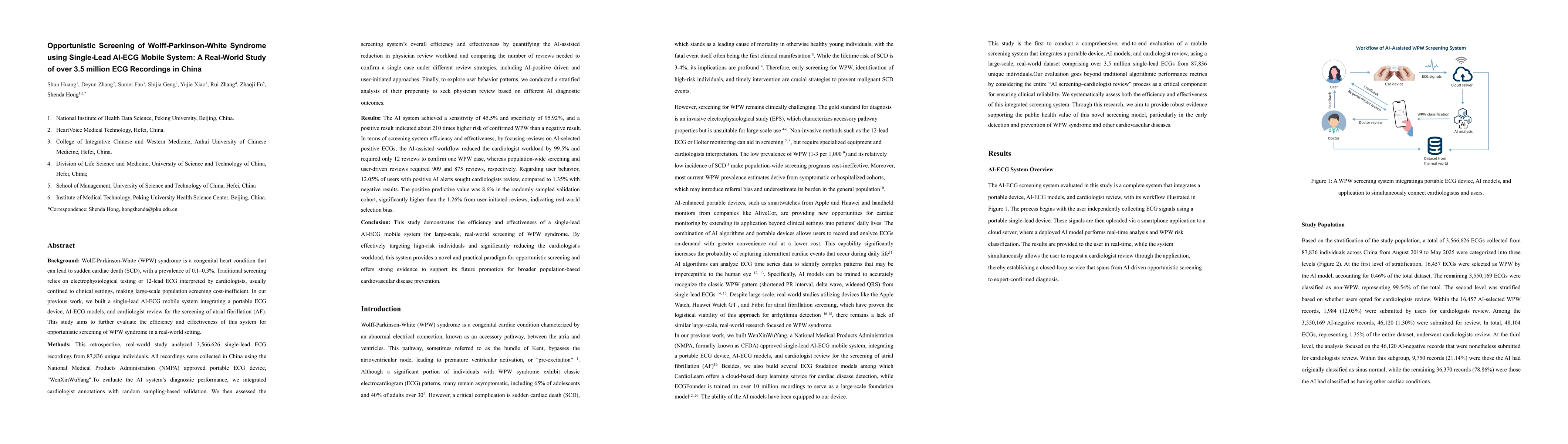 Thumbnail for Opportunistic Screening of Wolff-Parkinson-White Syndrome using
  Single-Lead AI-ECG Mobile System: A Real-World Study of over 3.5 million ECG
  Recordings in China