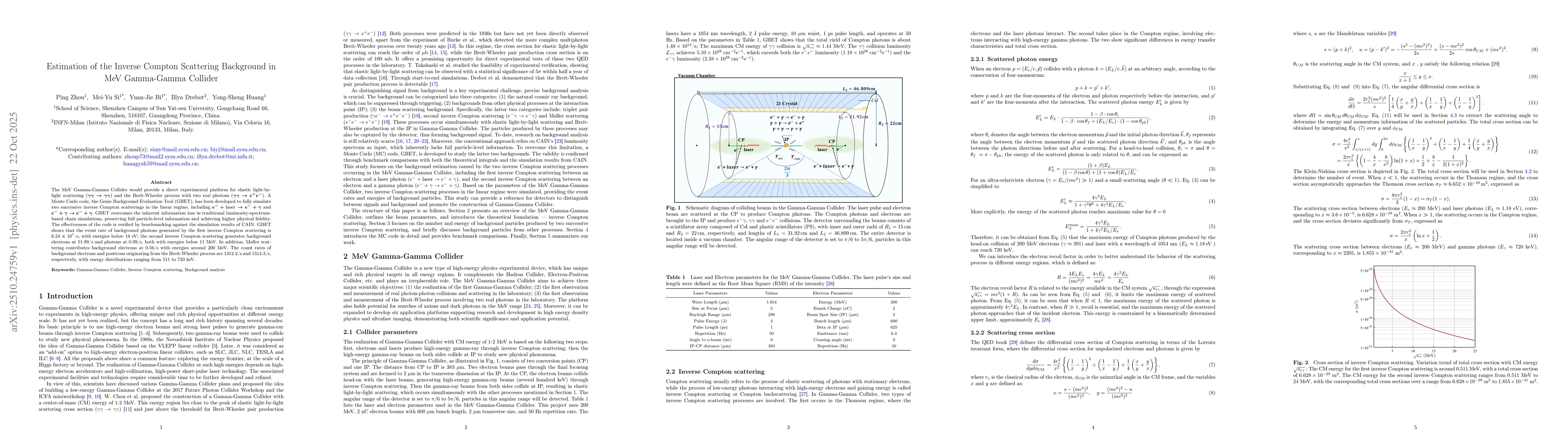Thumbnail for Estimation of the Inverse Compton Scattering Background in MeV
  Gamma-Gamma Collider