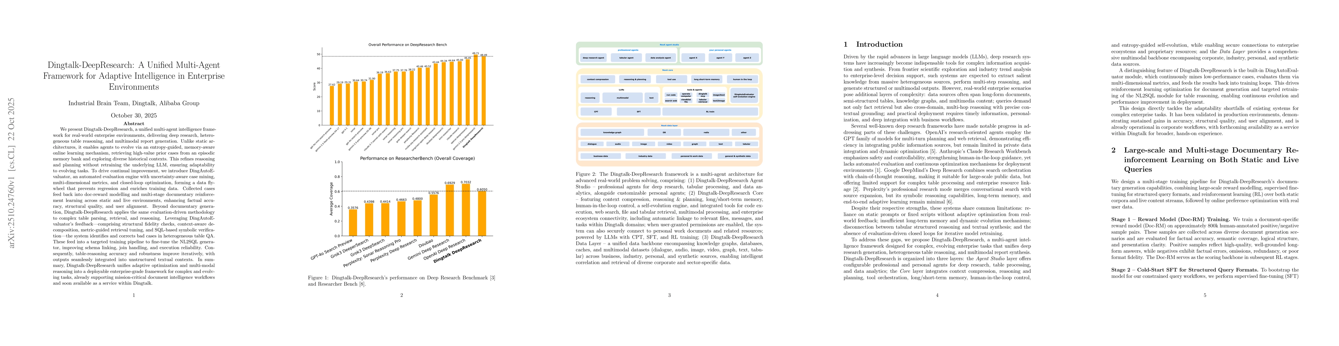 Thumbnail for Dingtalk DeepResearch: A Unified Multi Agent Framework for Adaptive
  Intelligence in Enterprise Environments