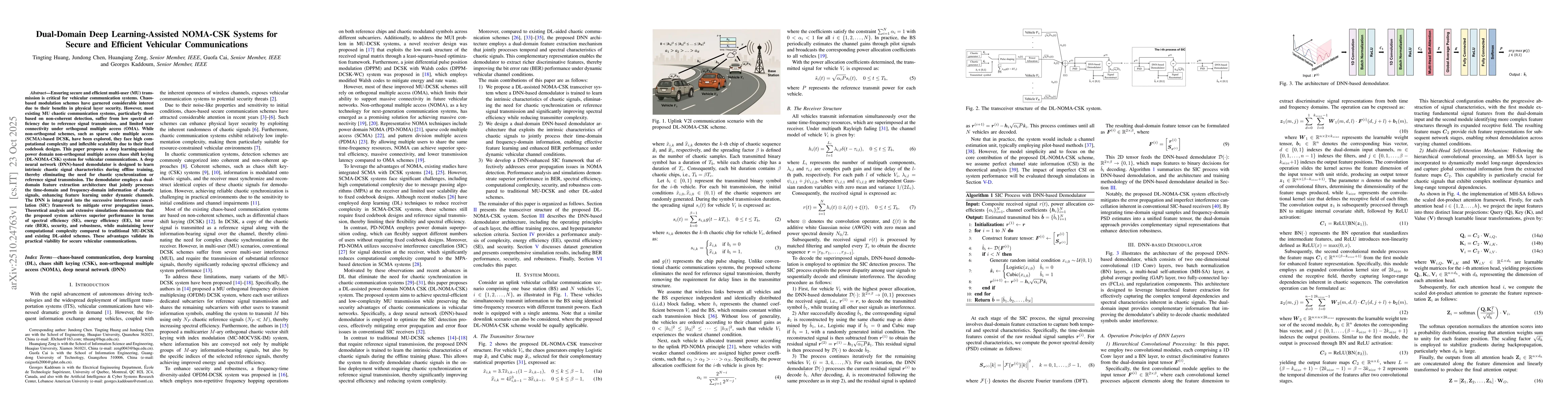 Thumbnail for Dual-Domain Deep Learning-Assisted NOMA-CSK Systems for Secure and
  Efficient Vehicular Communications