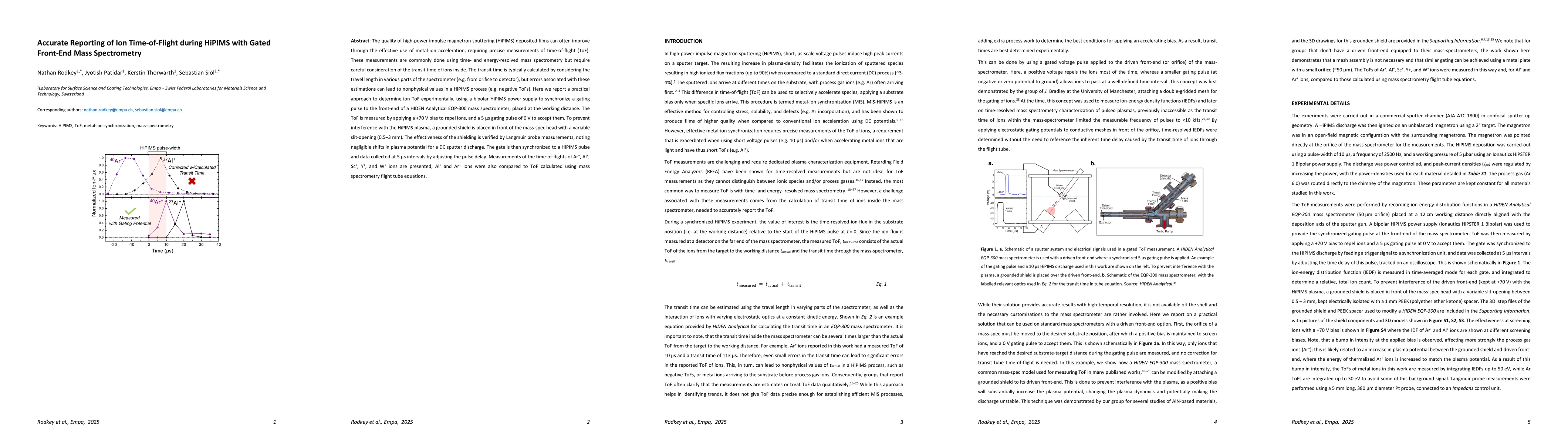 Thumbnail for Accurate Reporting of Ion Time-of-Flight during HiPIMS with Gated
  Front-End Mass Spectrometry