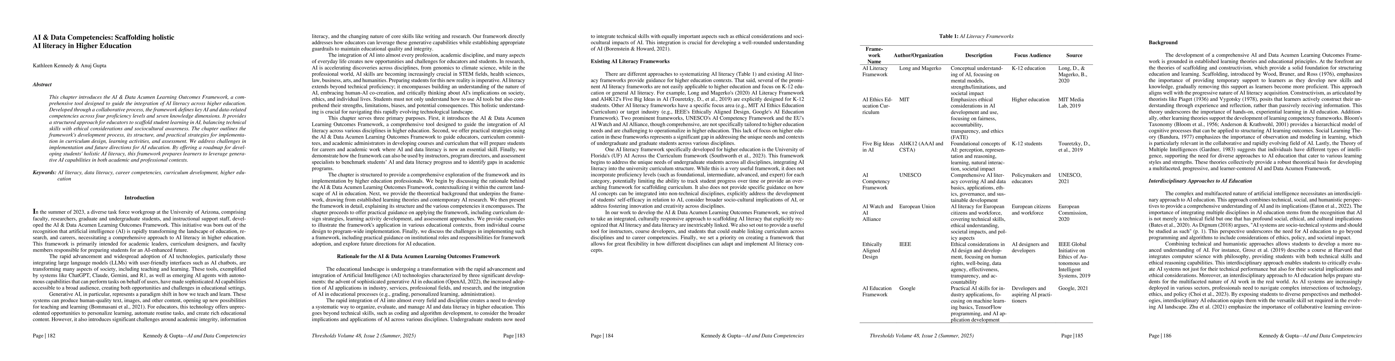 Thumbnail for AI & Data Competencies: Scaffolding holistic AI literacy in Higher
  Education