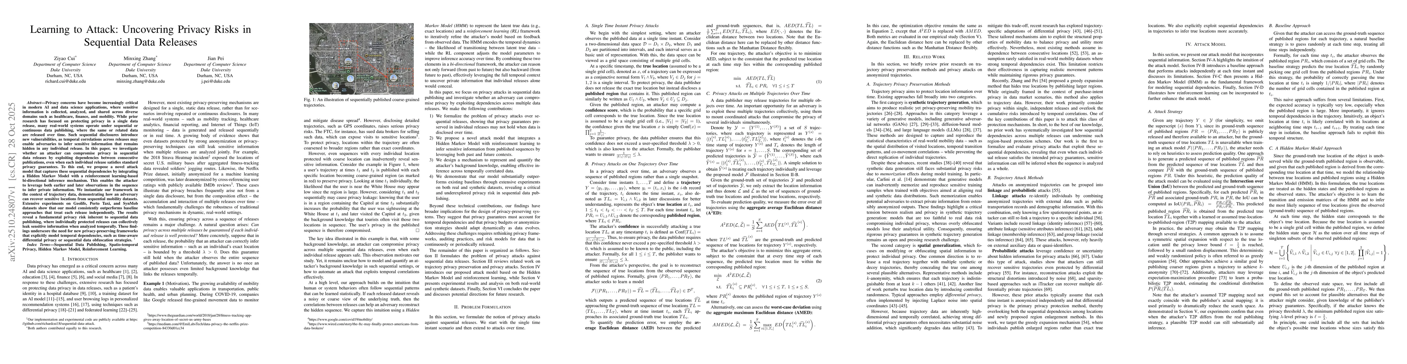 Thumbnail for Learning to Attack: Uncovering Privacy Risks in Sequential Data Releases
