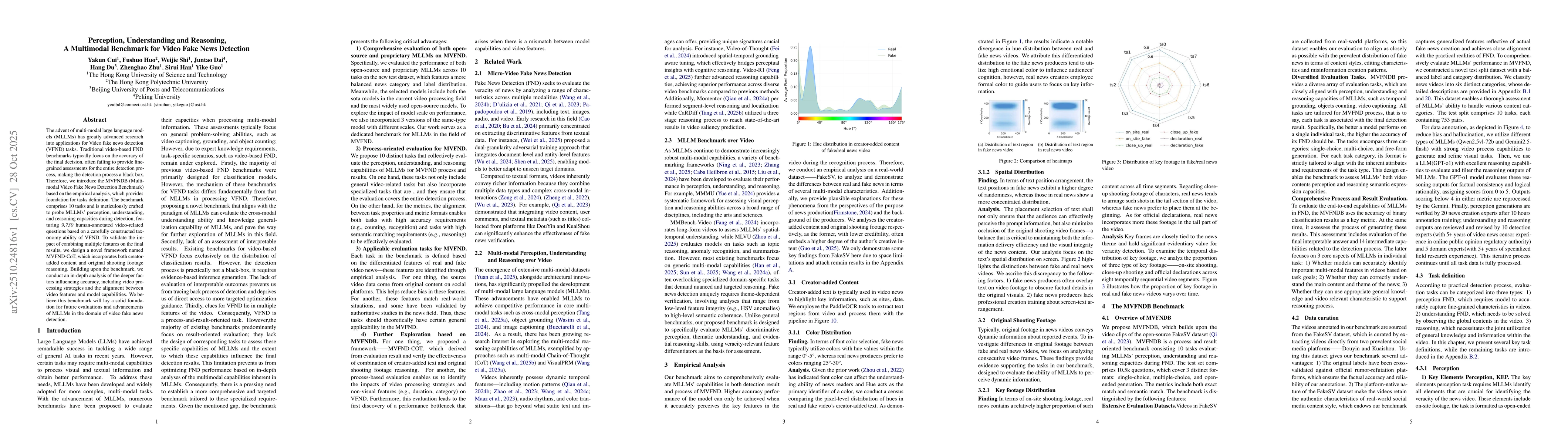 Thumbnail for Perception, Understanding and Reasoning, A Multimodal Benchmark for
  Video Fake News Detection