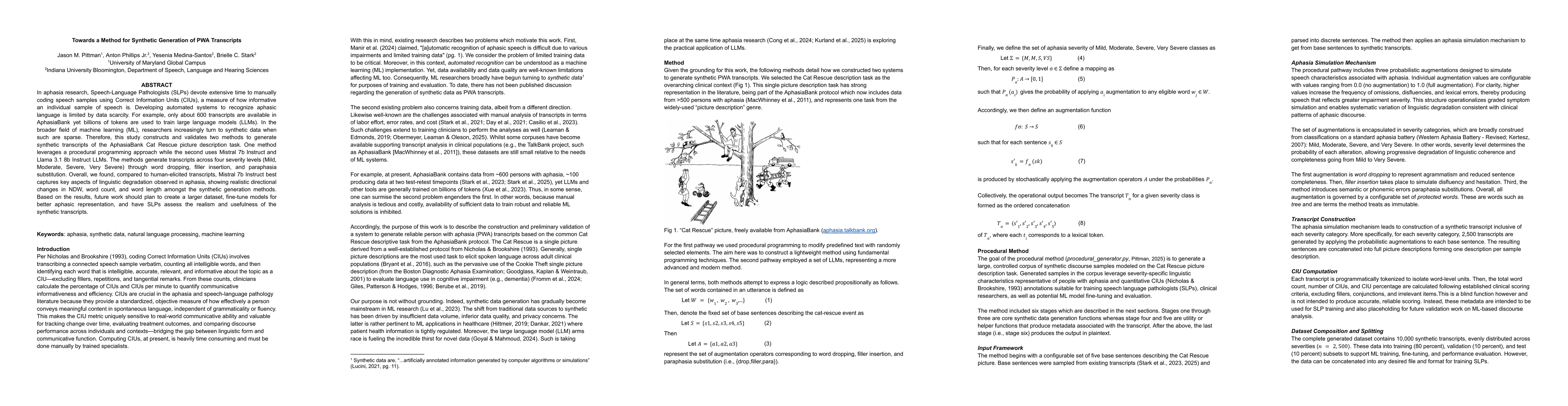 Thumbnail for Towards a Method for Synthetic Generation of Persons with Aphasia
  Transcripts