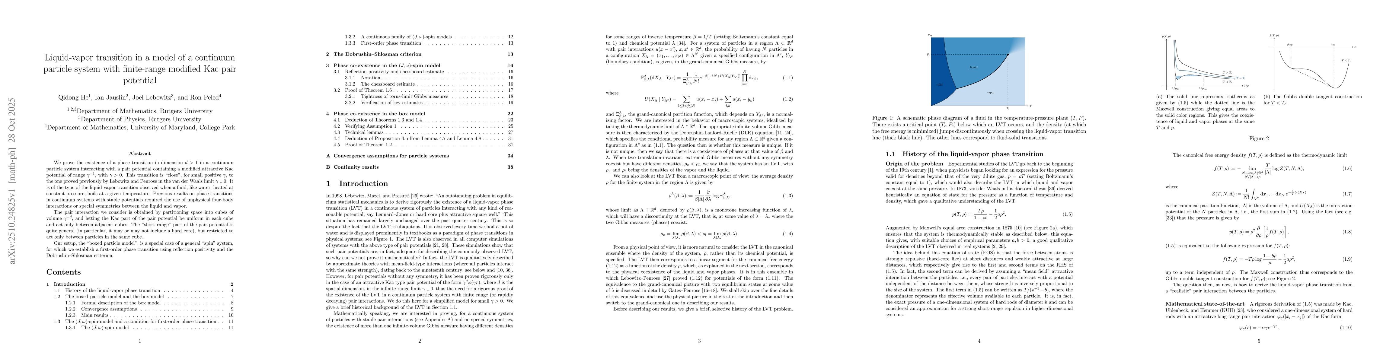 Thumbnail for Liquid-vapor transition in a model of a continuum particle system with
  finite-range modified Kac pair potential