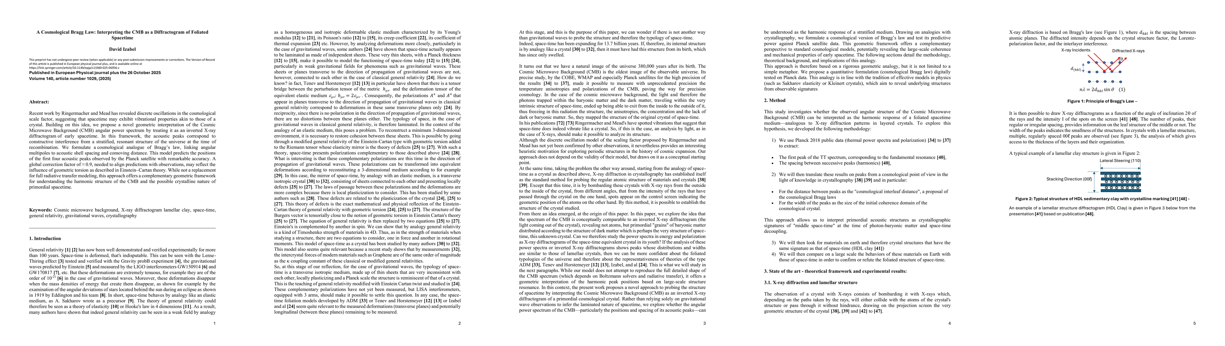 Thumbnail for A Cosmological Bragg Law: Interpreting the CMB as a Diffractogram of
  Foliated Spacetime