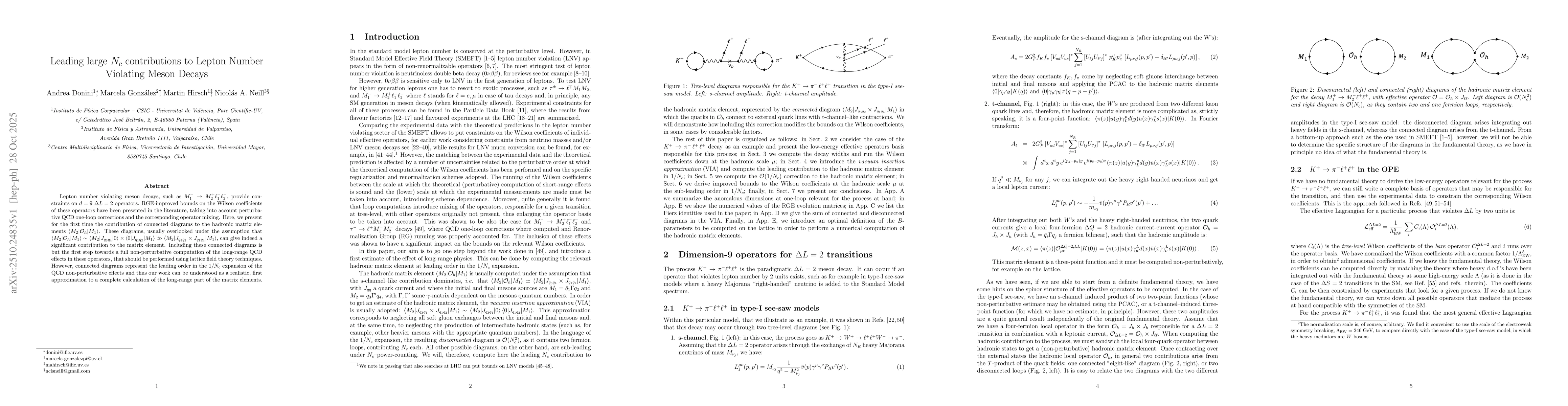 Thumbnail for Leading large $N_c$ contributions to Lepton Number Violating Meson
  Decays