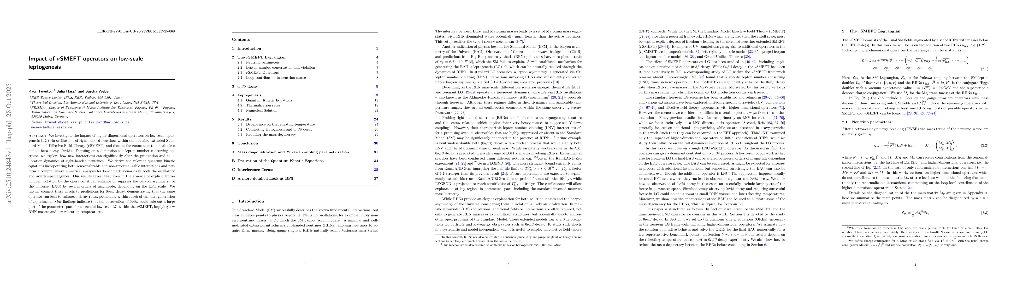Thumbnail for Impact of $ν$SMEFT operators on low-scale leptogenesis