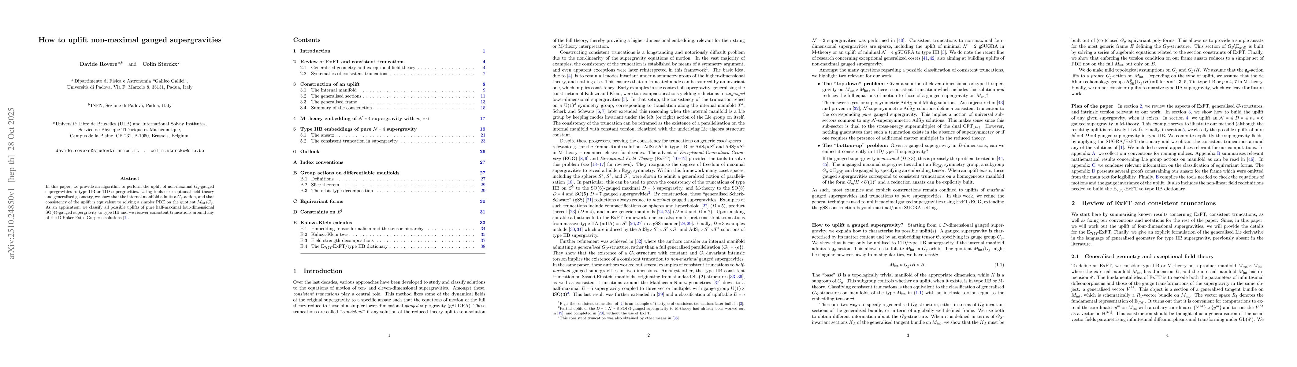 Thumbnail for How to uplift non-maximal gauged supergravities