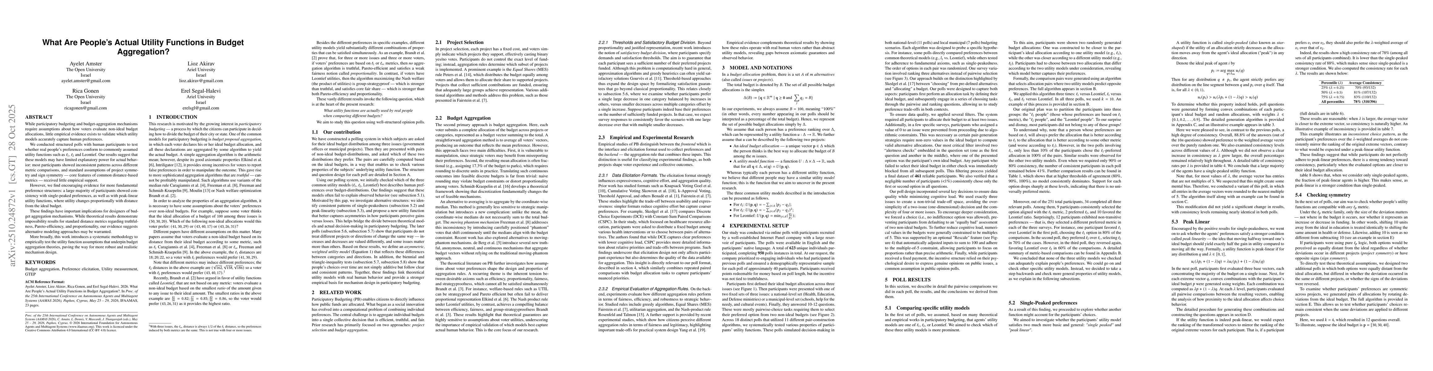 Thumbnail for What Are People's Actual Utility Functions in Budget Aggregation?