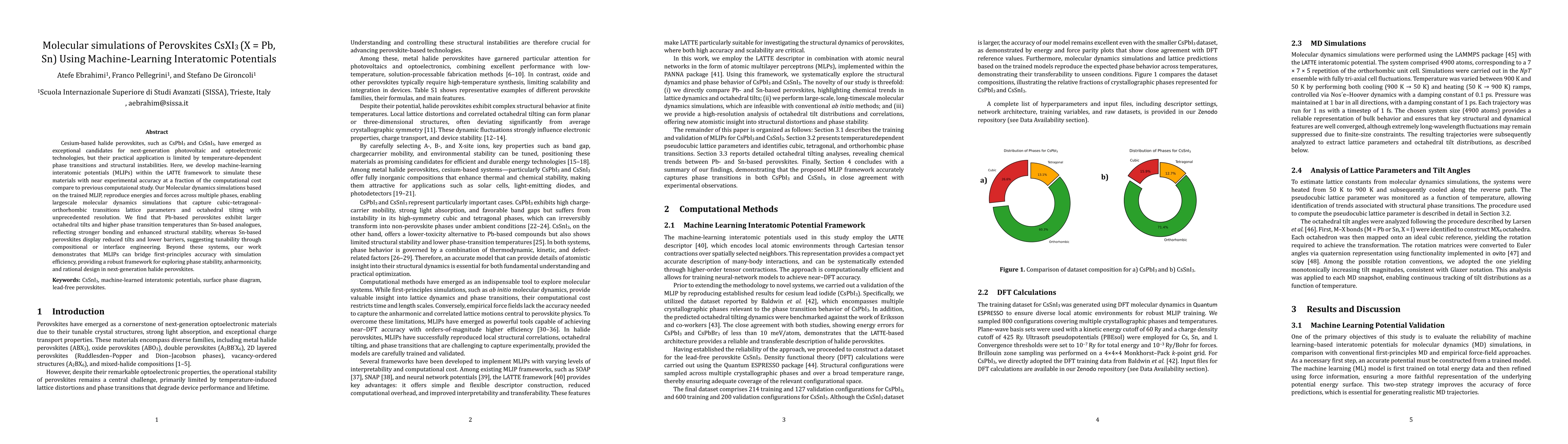 Thumbnail for Molecular simulations of Perovskites CsXI3 (X = Pb,Sn) Using
  Machine-Learning Interatomic Potentials