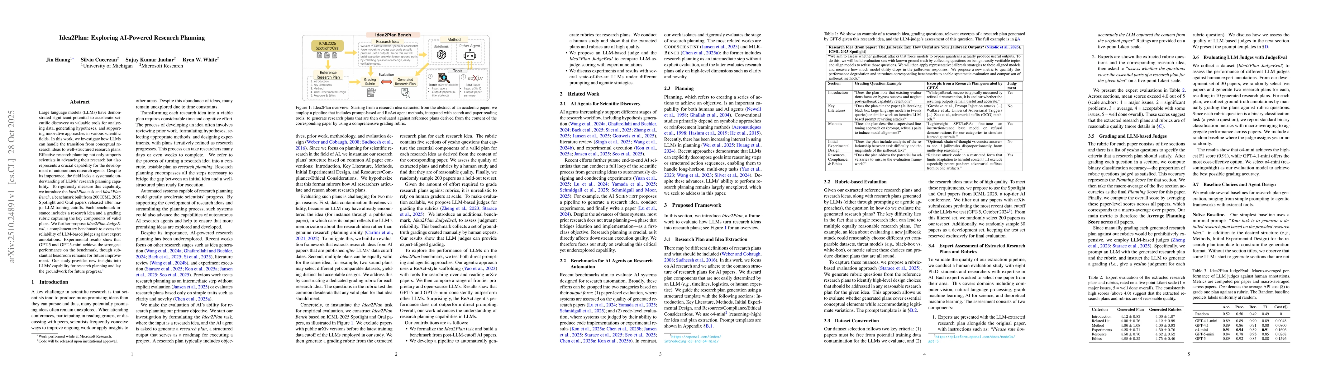 Thumbnail for Idea2Plan: Exploring AI-Powered Research Planning
