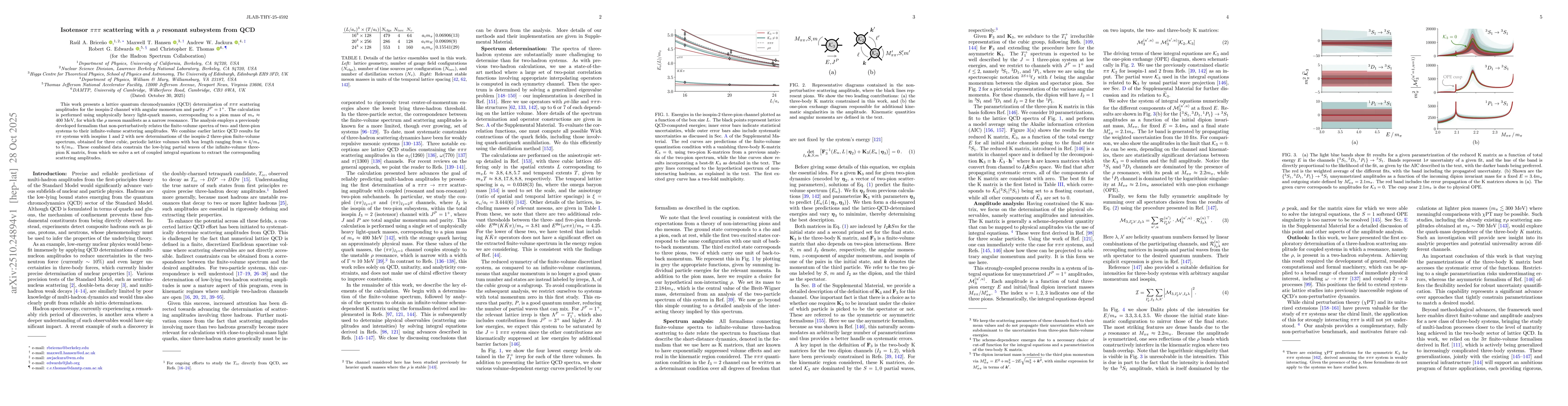 Thumbnail for Isotensor $πππ$ scattering with a $ρ$ resonant subsystem from
  QCD