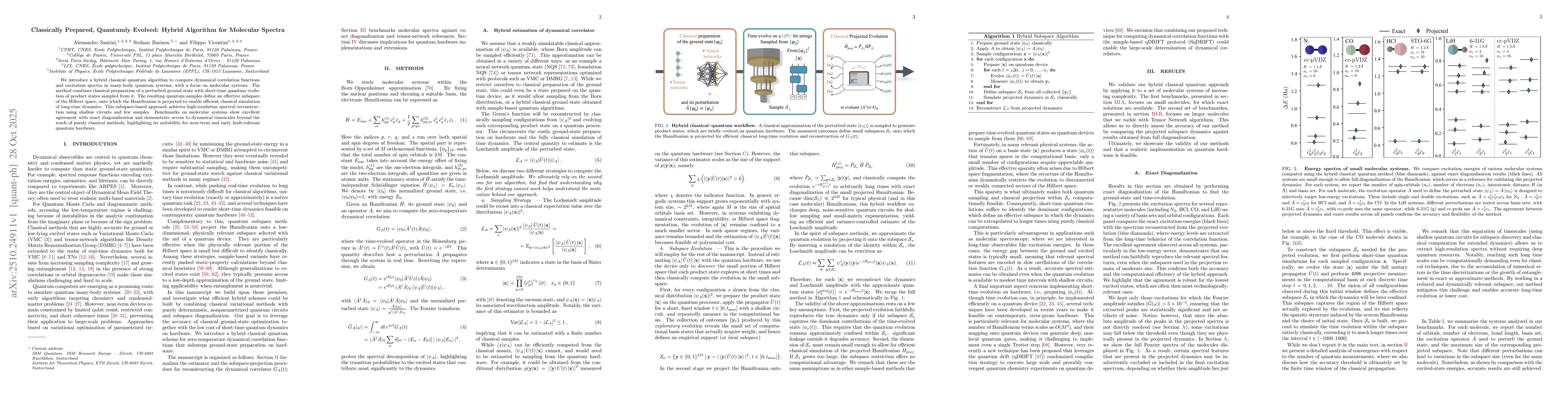 Thumbnail for Classically Prepared, Quantumly Evolved: Hybrid Algorithm for Molecular
  Spectra