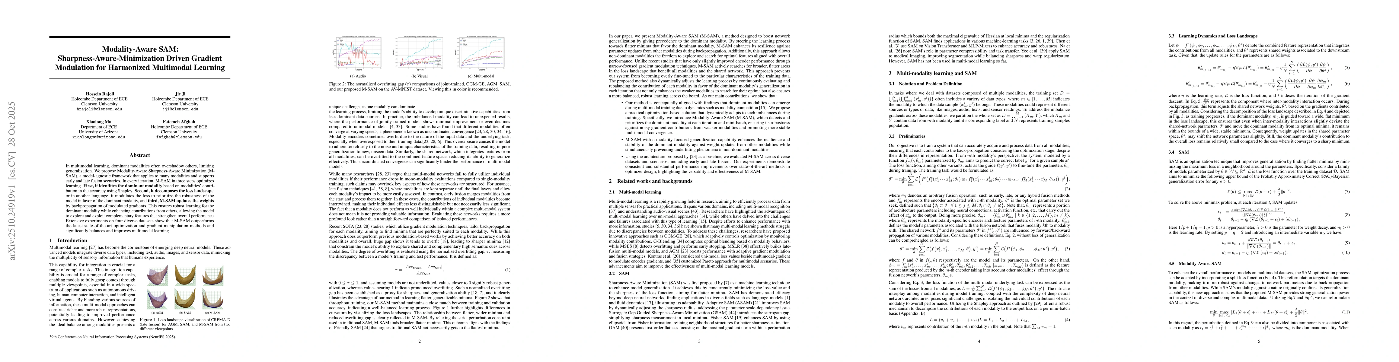 Thumbnail for Modality-Aware SAM: Sharpness-Aware-Minimization Driven Gradient
  Modulation for Harmonized Multimodal Learning