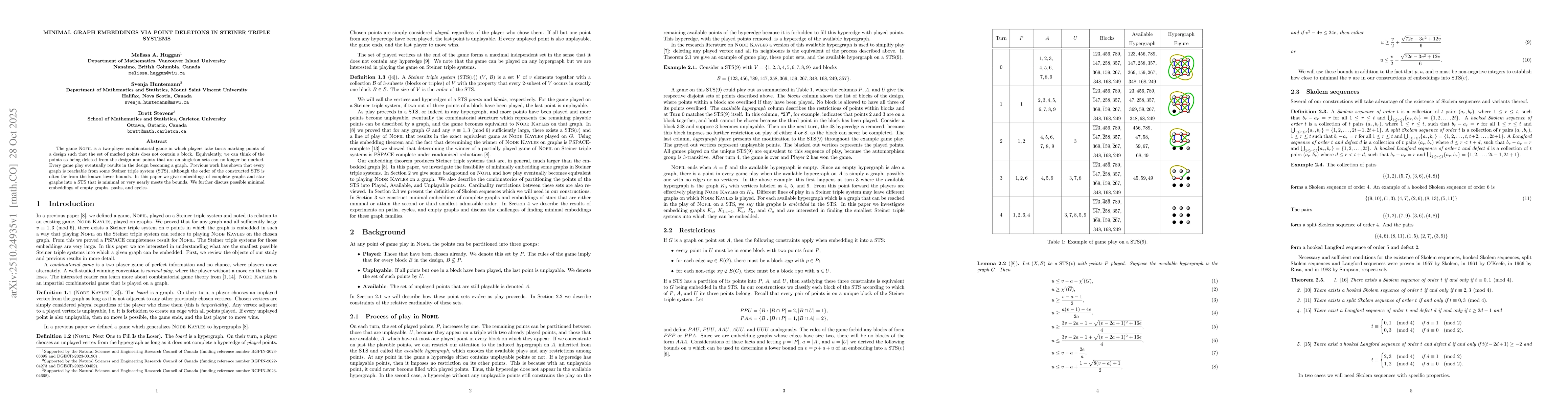 Thumbnail for Minimal Graph Embeddings via Point Deletions in Steiner triple systems