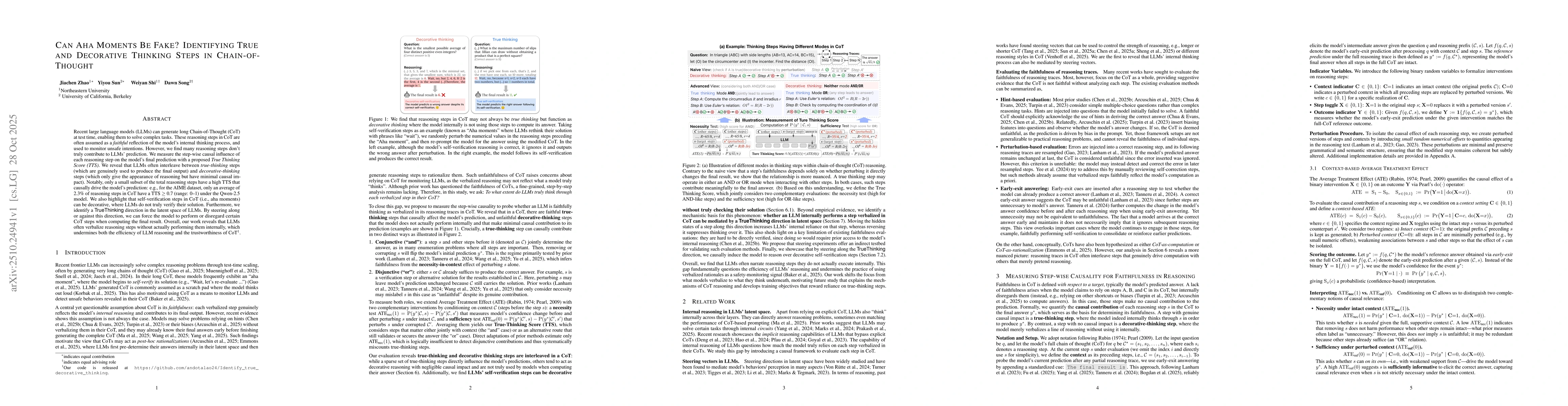 Thumbnail for Can Aha Moments Be Fake? Identifying True and Decorative Thinking Steps
  in Chain-of-Thought