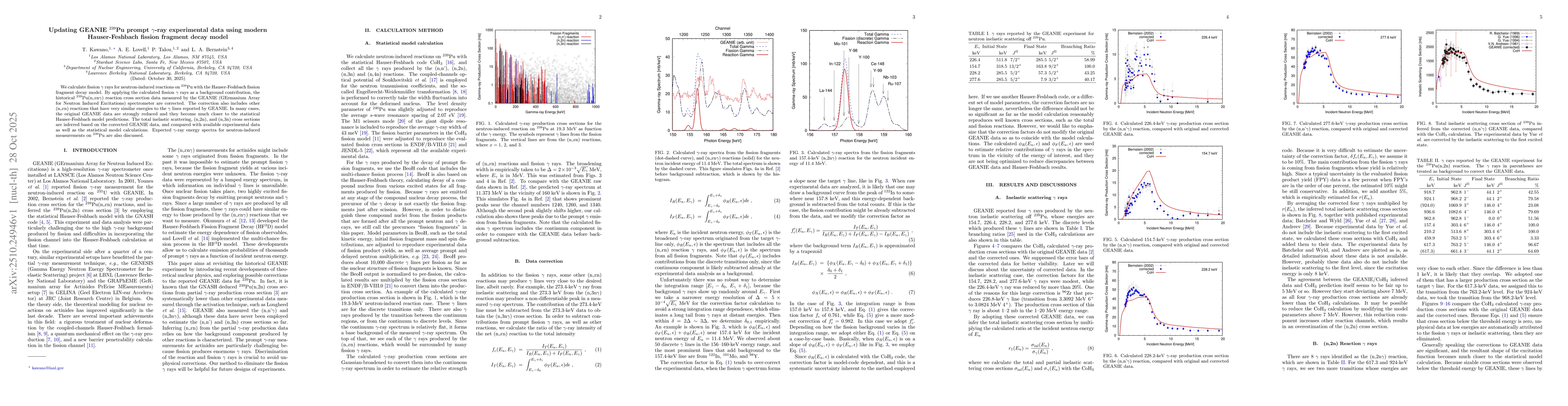 Thumbnail for Updating GEANIE $^{239}$Pu prompt $γ$-ray experimental data using
  modern Hauser-Feshbach fission fragment decay model