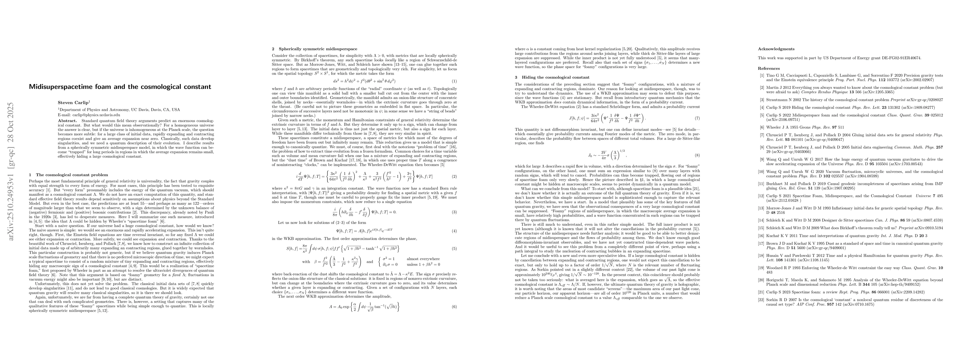 Thumbnail for Midisuperspacetime foam and the cosmological constant
