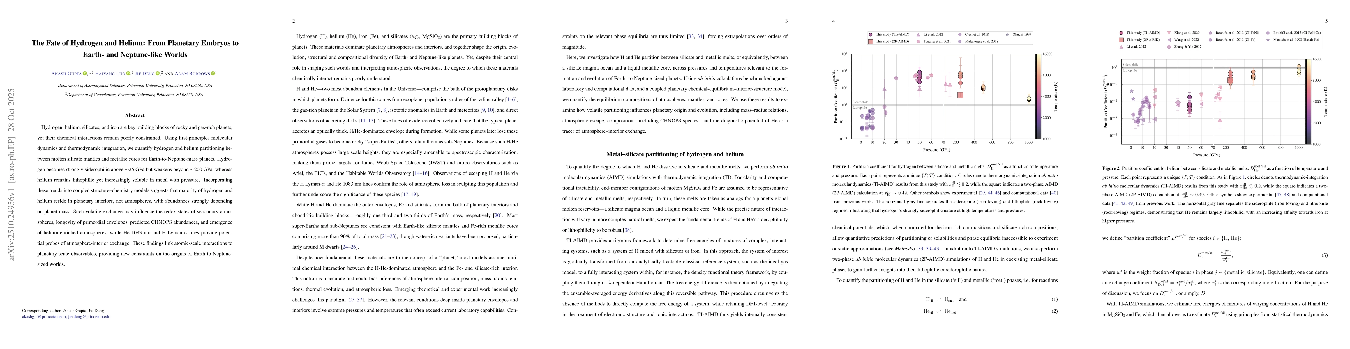 Thumbnail for The Fate of Hydrogen and Helium: From Planetary Embryos to Earth- and
  Neptune-like Worlds