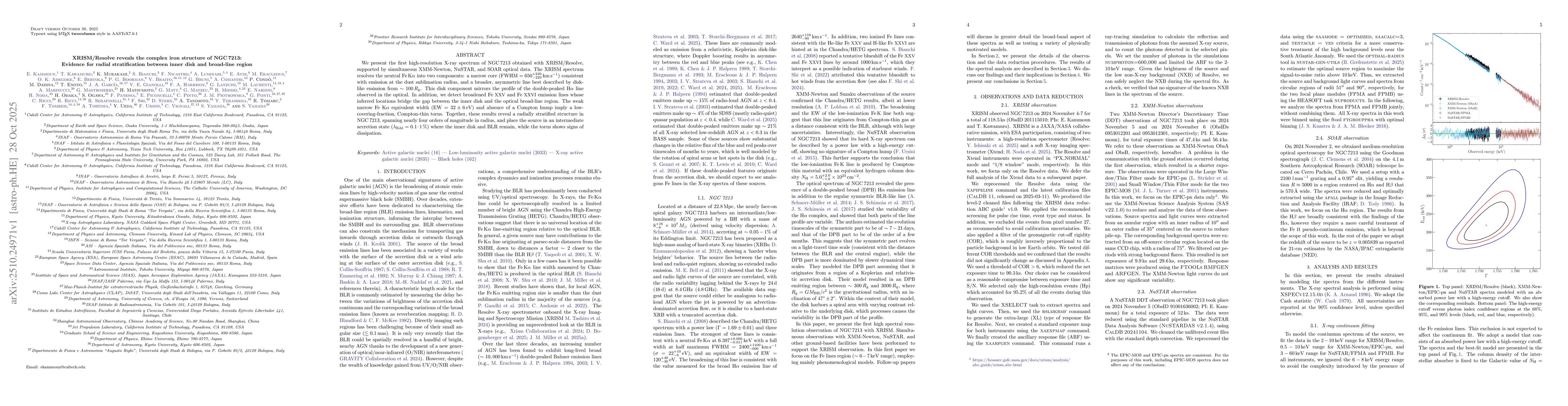 Thumbnail for XRISM/Resolve reveals the complex iron structure of NGC 7213: Evidence
  for radial stratification between inner disk and broad-line region