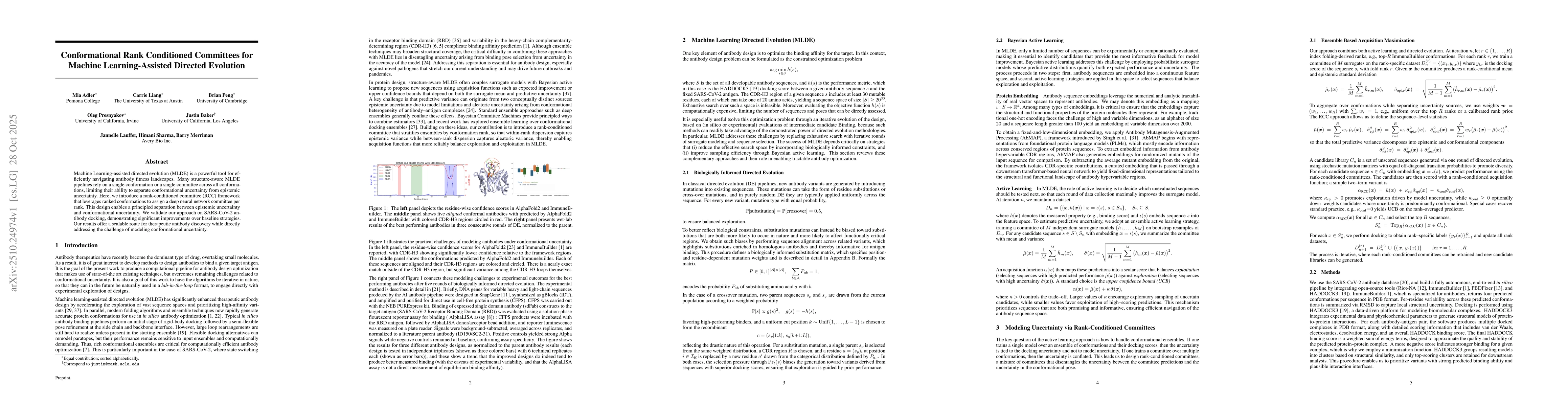 Thumbnail for Conformational Rank Conditioned Committees for Machine Learning-Assisted
  Directed Evolution