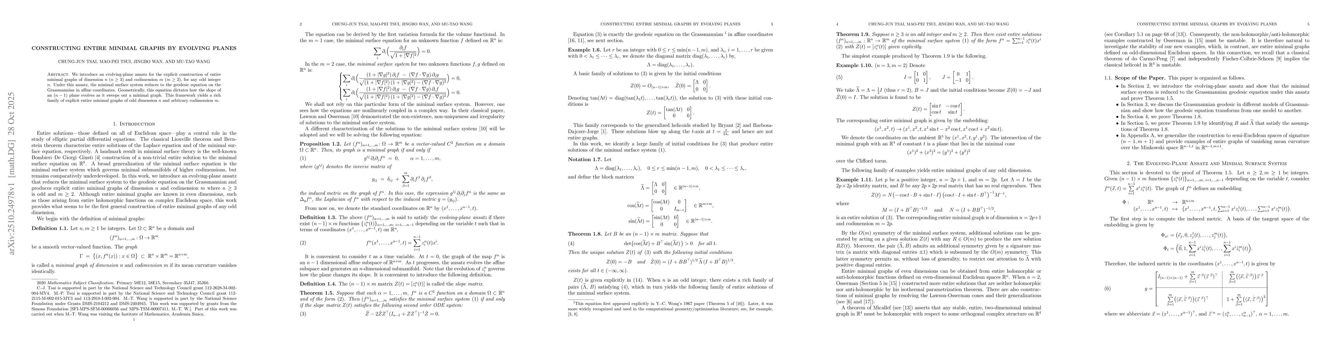 Thumbnail for Constructing entire minimal graphs by evolving planes