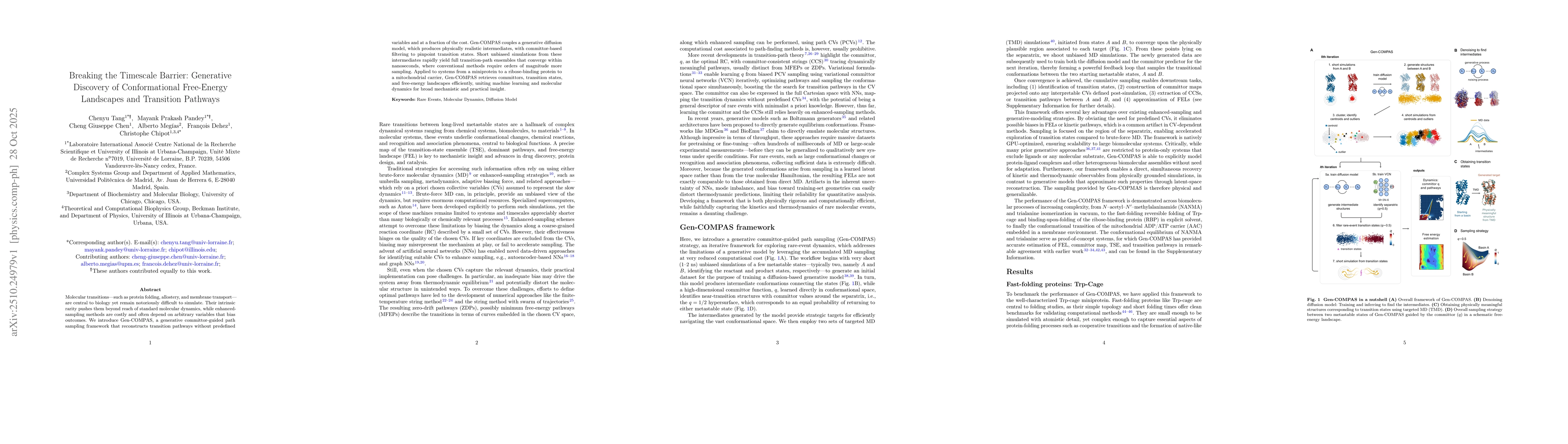 Thumbnail for Breaking the Timescale Barrier: Generative Discovery of Conformational
  Free-Energy Landscapes and Transition Pathways