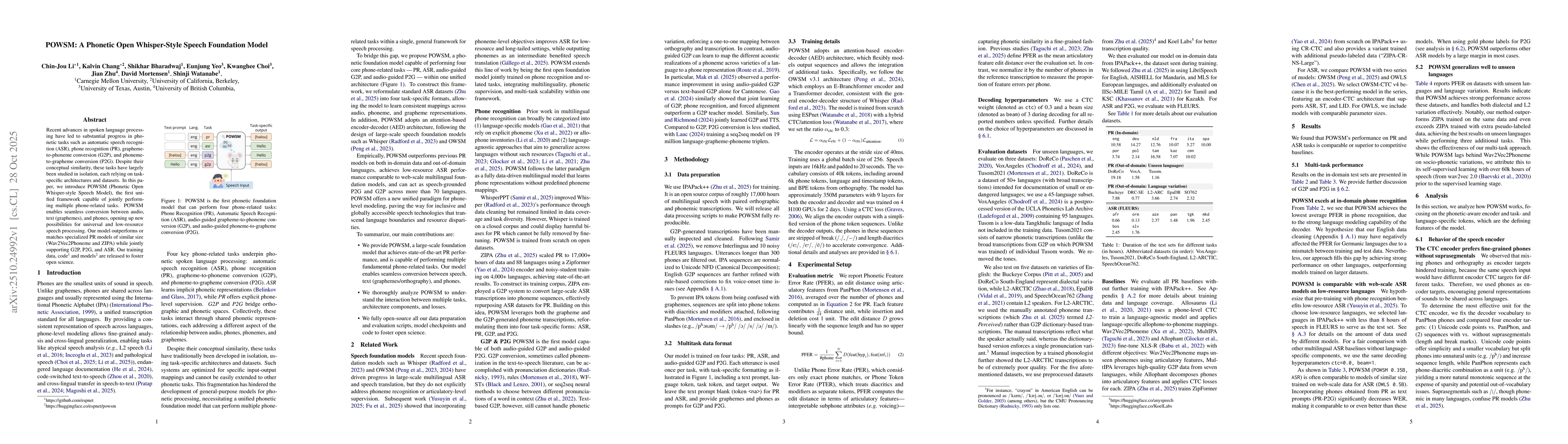 Thumbnail for POWSM: A Phonetic Open Whisper-Style Speech Foundation Model