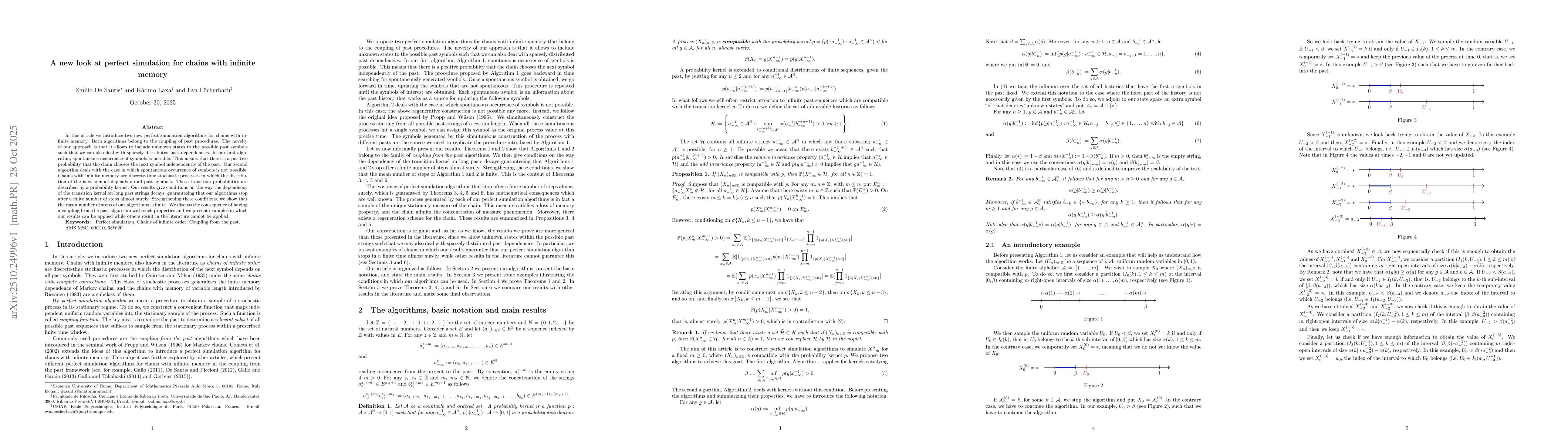 Thumbnail for A new look at perfect simulation for chains with infinite memory