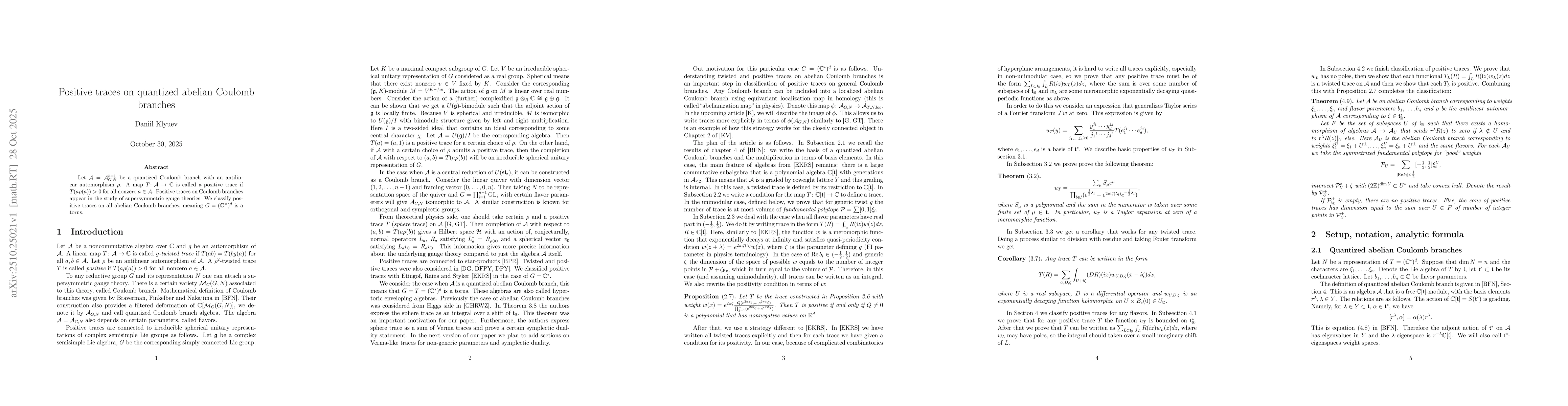 Thumbnail for Positive traces on quantized abelian Coulomb branches