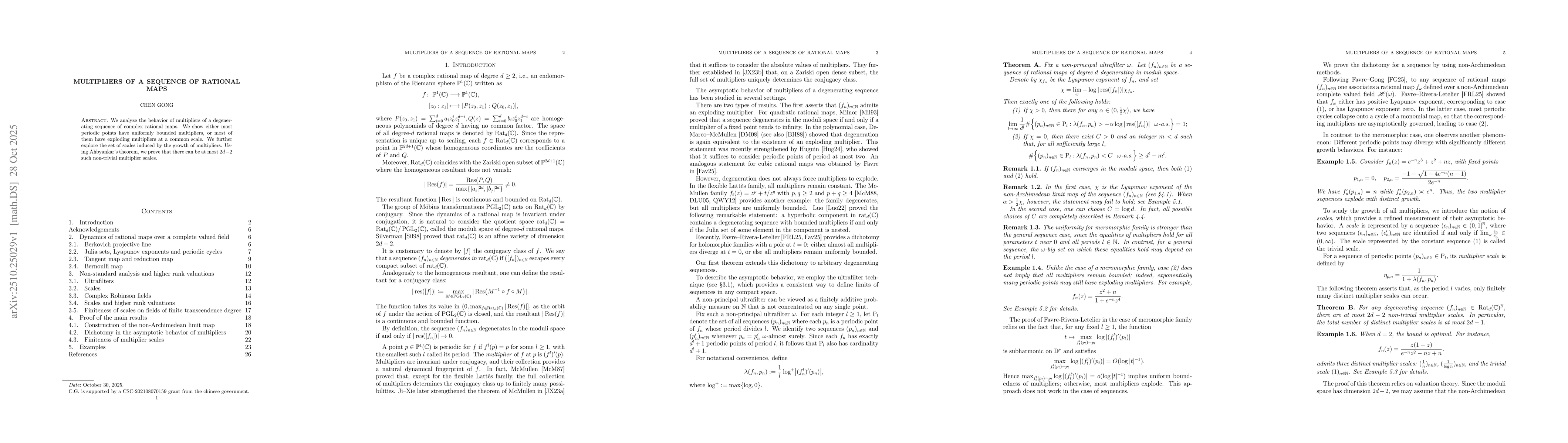 Thumbnail for Multiplier scales of a sequence of rational maps