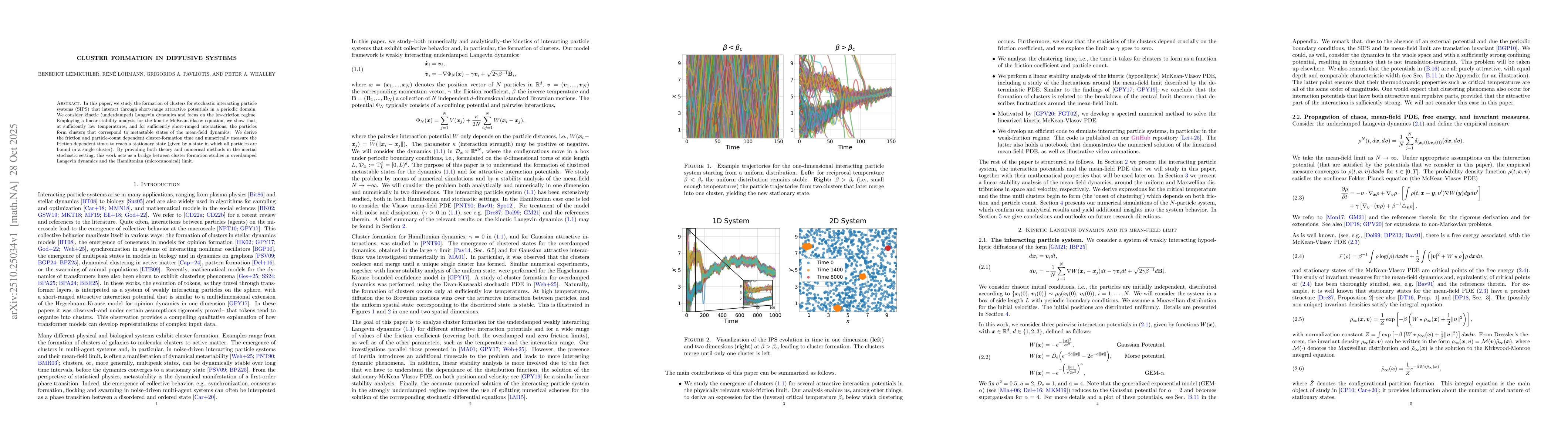 Thumbnail for Cluster Formation in Diffusive Systems