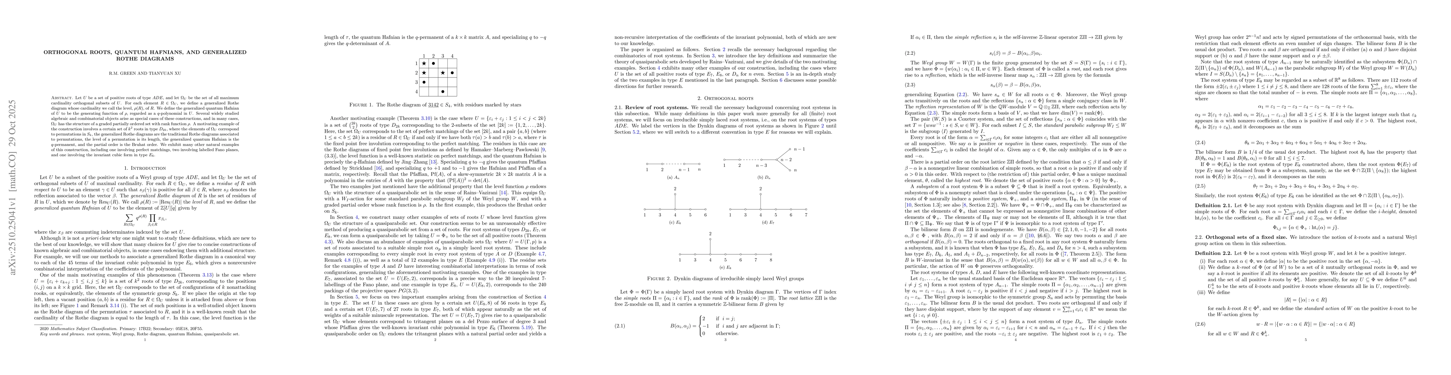 Thumbnail for Orthogonal roots, quantum Hafnians, and generalized Rothe diagrams