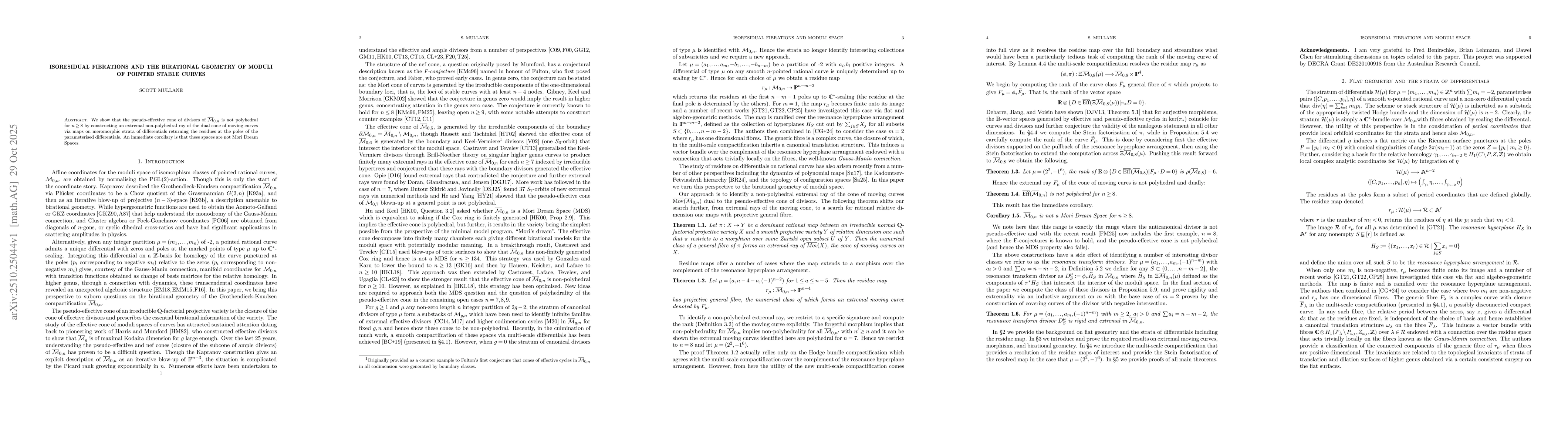 Thumbnail for Isoresidual fibrations and the birational geometry of moduli of pointed
  stable curves