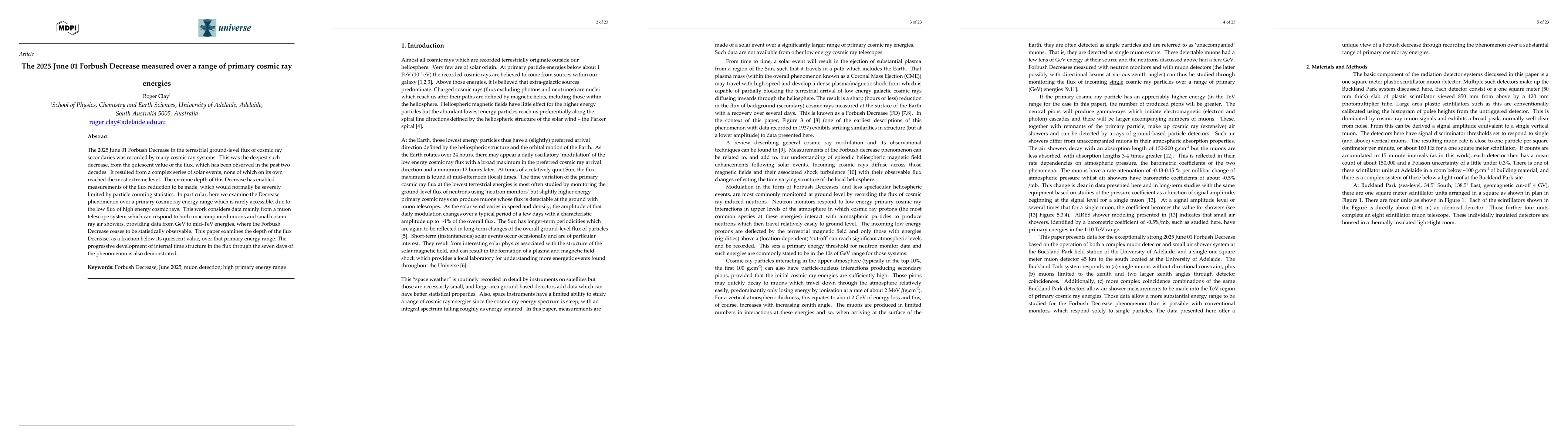 Thumbnail for The 2025 June 01 Forbush Decrease measured over a range of primary
  cosmic ray energies