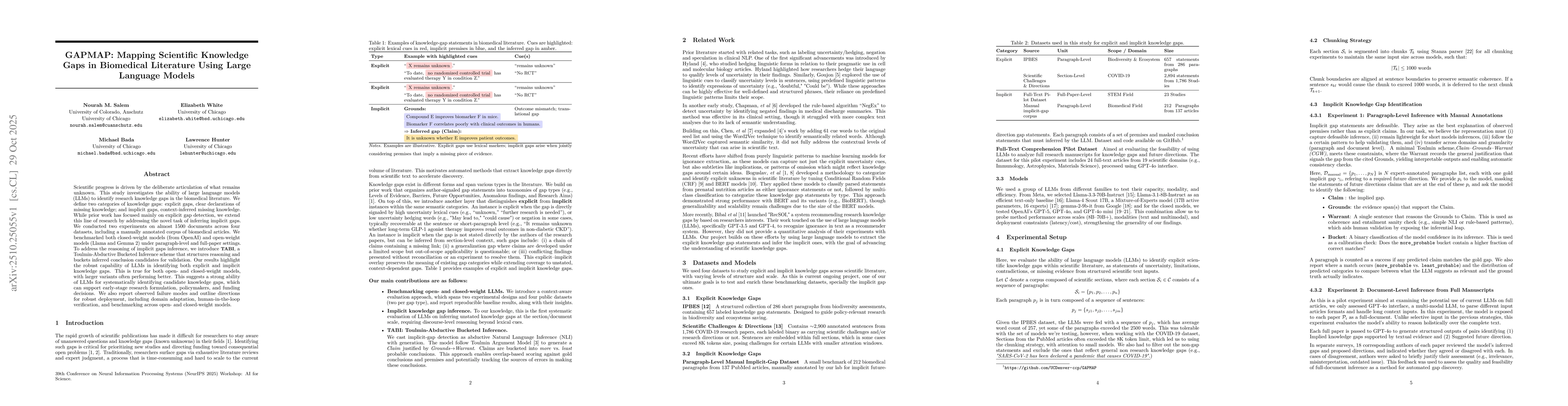 Thumbnail for GAPMAP: Mapping Scientific Knowledge Gaps in Biomedical Literature Using
  Large Language Models