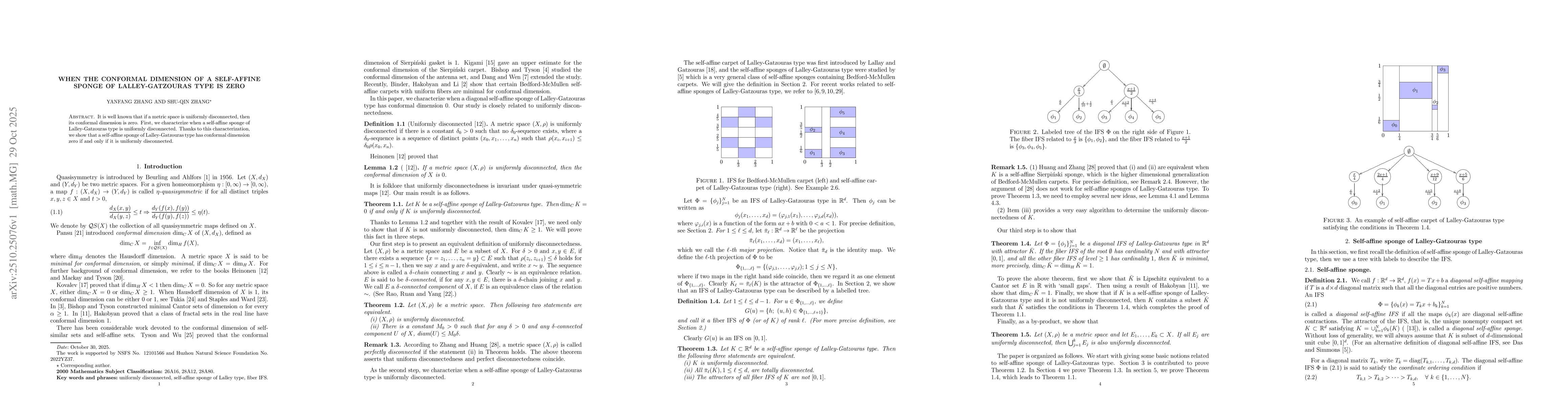 Thumbnail for When the conformal dimension of a self-affine sponge of Lalley-Gatzouras
  type is zero