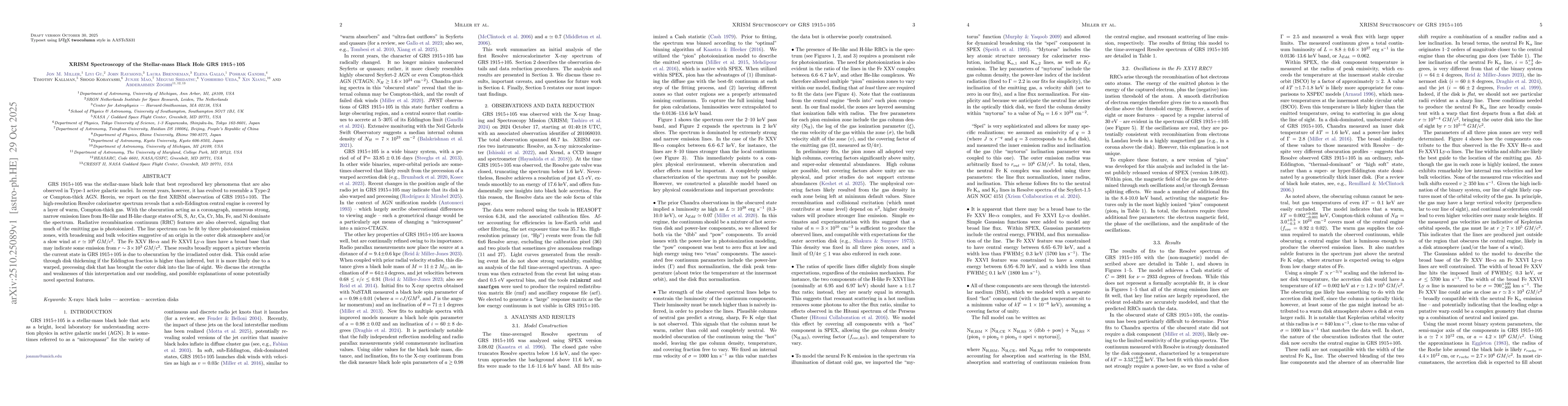 Thumbnail for XRISM Spectroscopy of the Stellar-mass Black Hole GRS 1915+105