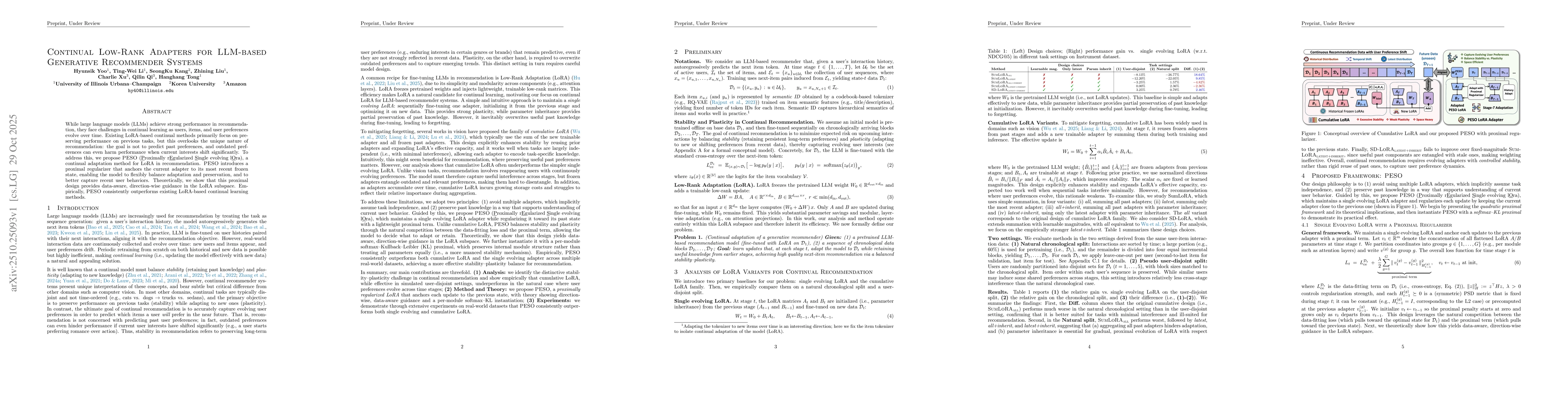 Thumbnail for Continual Low-Rank Adapters for LLM-based Generative Recommender Systems