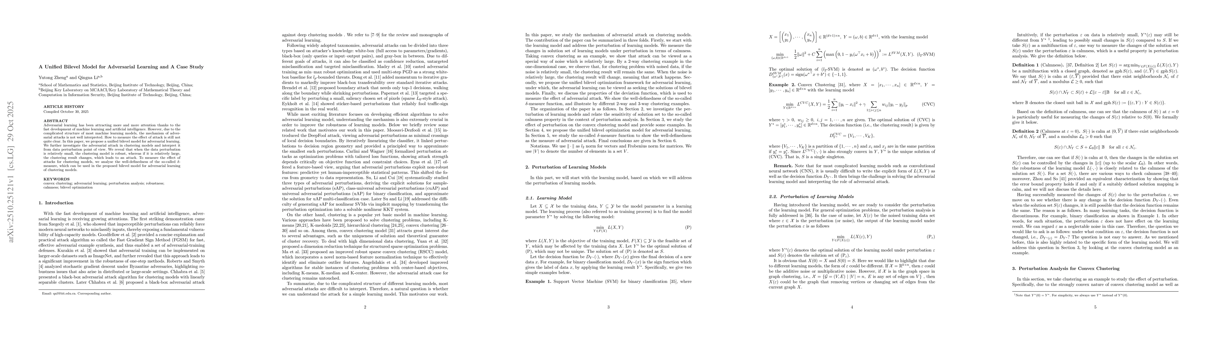 Thumbnail for A Unified Bilevel Model for Adversarial Learning and A Case Study