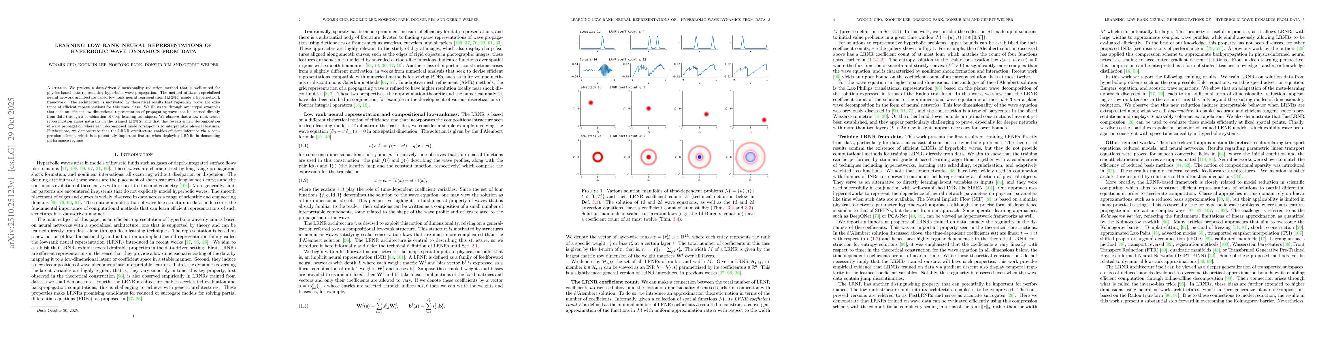 Thumbnail for Learning Low Rank Neural Representations of Hyperbolic Wave Dynamics
  from Data