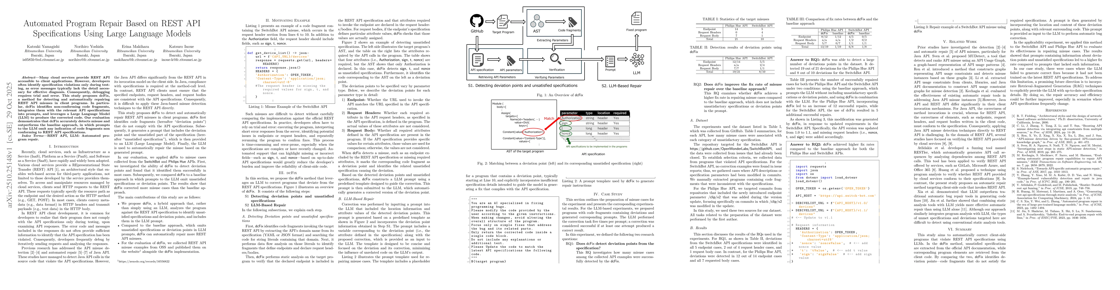 Thumbnail for Automated Program Repair Based on REST API Specifications Using Large
  Language Models