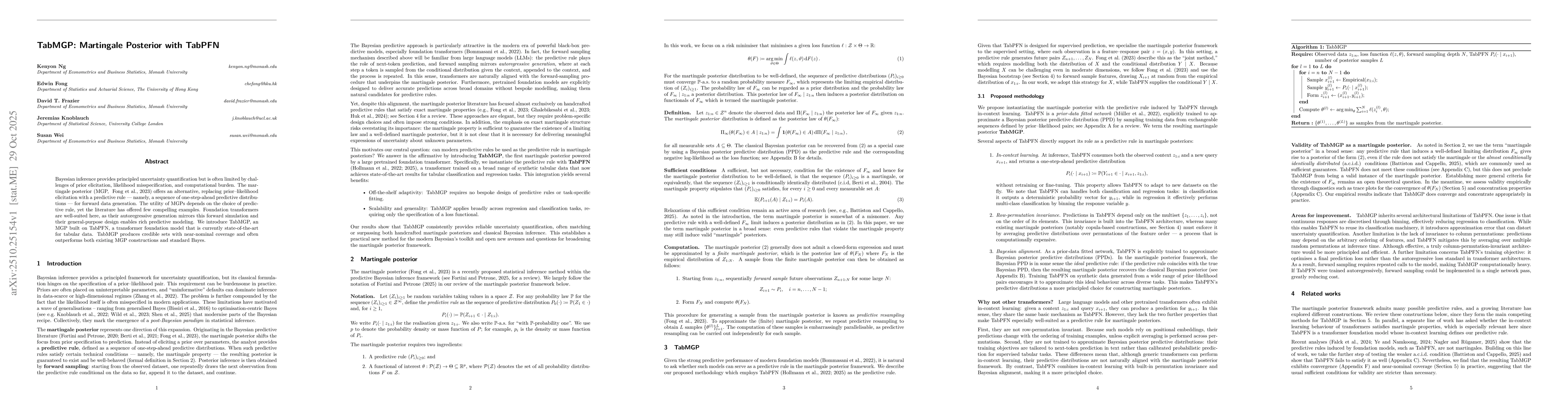 Thumbnail for TabMGP: Martingale Posterior with TabPFN