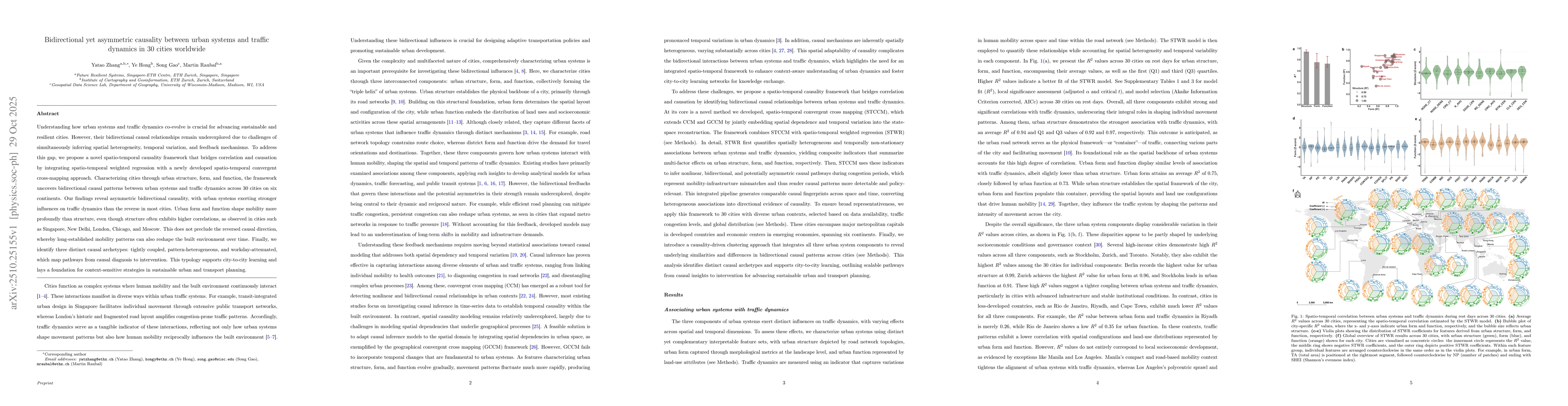 Thumbnail for Bidirectional yet asymmetric causality between urban systems and traffic
  dynamics in 30 cities worldwide