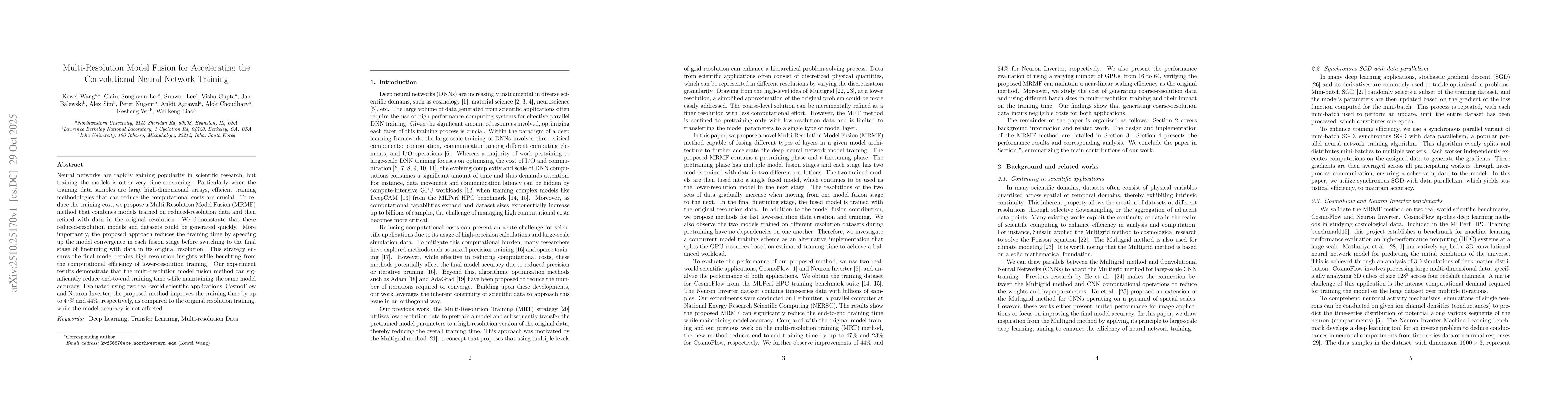 Thumbnail for Multi-Resolution Model Fusion for Accelerating the Convolutional Neural
  Network Training